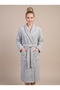 Cotton Paris Maison Stripe Premium Series Jacquard Striped 100% Cotton Shawl Collar Luxury Unisex Bathrobe -Misty Blue Collection