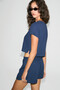Crocus Women's 100% Organic Cotton Crop Length Round Neck Dark Blue Top and Bottom Set - 5