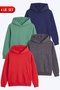 Unisex Kids 4-Piece Basic Plain Kangaroo Pocket Hooded Sweatshirt