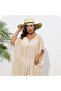 Women's sun hat, straw summer beach wide-brimmed folding (khaki) - 3