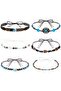 Denim headband 6pc turquoise beads Western cowboy style.