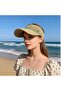 Women's foldable sun hat black wide brim ponytail UV. - 2