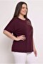 Women's Plus Size Short Sleeve Crew Neck Embroidery and Stone Detail Blouse 2054-26 - 3