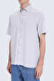 Gray Comfort Fit Button down Collar 100% Cotton Short Sleeve Shirt - 3