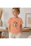 Children's Capybara with Star Pattern Printed T-Shirt 100% Cotton Single Jersey Fabric - Salmon - 2