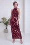Women's Halter Neck Sequin Evening Dress Brown, Black, Burgundy - 3