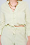 Women's Chinese Collar Solid Color Crop Shirt - 2
