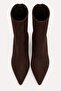Daisy Women's Brown Suede Boots - Pointed Toe Thick Heeled Brown Boots with Back Zipper - 3