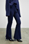 Semeus women's soft and flexible fabric wide leg navy blue tracksuit bottoms - 6