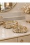 2-Piece Metal Tray with Crystal Stone Detail Decorative Presentation Tray Oval Gold and Silver