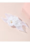 Girls White Pearls and Rhinestone Embellished Bow Hair Clip - 2