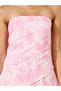 Pink Graphic Print A-Line Midi Dress with Scarf - 4