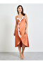 Rust Lace Trim Wrap Slip Dress