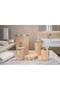 Luxury 5-Piece Marble Pattern Pink Color Silver Detailed Bathroom Set / Wc Brush Holder, Liquid - Solid Soap Dispenser, Trash Can, Toothbrush Holder