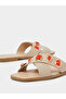 Beige Embellished Flat Sandals - 3