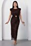 Oval collar buckle glitter dress grs4113 - 4