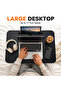 Portable folding laptop table, multi-functional card slots, sturdy U-shaped legs, bedside tray table, side table, suitable for laptop use, studying, working, reading, breakfast. - 3