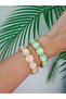 Crystal Stone Detailed Elastic Bracelet (Steel) Natural - 4
