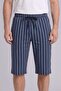 Men's Navy Blue White Striped Combed Modal Capri - 2