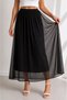 Women's Black Cotton Combed Cotton Skirt Inner Lining, Elastic Waist, Long Length, Does Not Show the Underskirt - 4