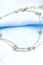 Anklet with thin Double chain and beads - Silver - 2