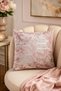 Powder Pink Silver Patterned Velvet Textured Decorative Throw Pillow Cover