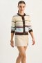 Women's Very Soft Textured Striped Knitwear Brown Beige Cardigan - 3