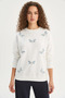 Women's Crew Neck Yusufcuk Stone Embroidered Relaxed White Sweatshirt - 7