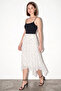 Women's Elastic Waist Asymmetrical Cut Lined Polka Dot Midi Ecru Black Skirt - 3