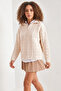 Women's Turtleneck Zippered Patterned Knitwear Ecru Sweater - 3