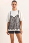 Women's Lace Detailed Layered Look Basic t Shirt White - 7