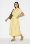 Women's Buttoned Pocket Detailed Waist-Slit Midi Yellow Dress - 4