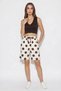 Women's High Waist Pocket Detailed Polka Dot Gabardine Bermuda Cream Brown Shorts - 5