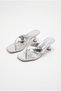 Women's Blunt Toe Flip Flop Heeled Slippers Sandals Silver