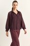 Women's Sim Detailed Bat Sleeve Chiffon Purple Shirt - 3