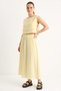 Women's Elastic Waist Skirt with Side Tie Detail, Crop Muslin Lemon Yellow Top and Bottom Set - 2
