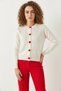 Women's Heart Buttoned Knitwear Ecru Cardigan - 5