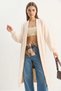 Women's Shawl Collar Soft Textured Bearded Long Knitwear Cream Cardigan - 4