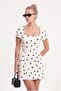 Women's Maevanew Short Sleeve Polka Dot Mini Woven Ecru Dress