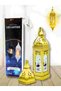 Ramadan Golden LED Lantern – Battery Operated Islamic Decorative Hanging Light for Ramzan & Eid Home Décor, Indoor Outdoor Festive Lantern (No Installation Required)