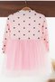 Girl's Long Sleeve Polka Dot Tulle Skirt Dress Pink - 2
