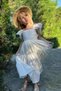 Girl's Bow Detailed Embroidered Scalloped Dress White - 3
