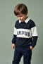 Unisex Kids Polo Collar Sweatshirt College Printed - 3