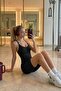 Women's Pool Neckline Flexible Black Seamless Bodysuit - 4