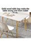 Dining Table Modern Leisure Coffee Table Wooden Legs MDF White Table Top, Square Solid Wood Dining Table, Modern Breakfast Table Desk Kitchen Living Office Furniture (100×60×73CM) - 3