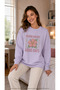 Women's Bloom Energy Floral Printed Round Crew Neck Long Sleeve Sweatshirt