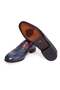 Dark Blue Color Laceless Genuine Leather Leather Sole Men's Shoes - 3
