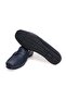 Dark Blue Color Laceless Genuine Leather Men's Shoes - 3