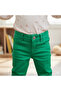 Girl's Green Jeans with Folded Legs and 5 Pockets, Slim Fit - 6