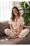 Women's 100% Cotton Alaçatı Bow Detailed Short Sleeve T-Shirt Pants Pajama Set - 2